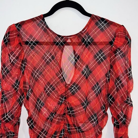 Victorias Secret Red Plaid Mesh Bodysuit size Large - Picture 4 of 13